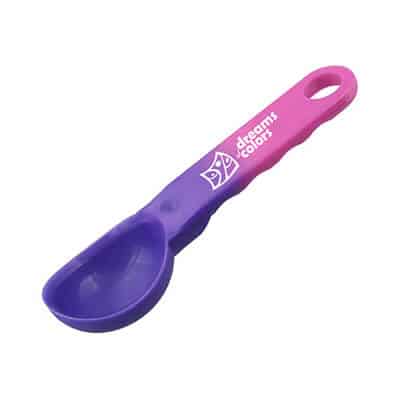 Plastic pink to purple color changing ice cream scoop logoed.
