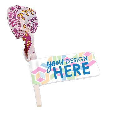 Customized dum dums lollipop candy with custom full color logo.
