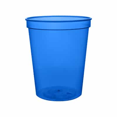 Plastic translucent purple stadium cup blank in 16 ounces.