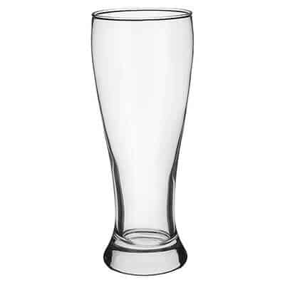 Glass clear pilsner glass blank in 20 ounces.