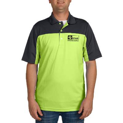 Personalized safety yellow with carbon men's performance polo