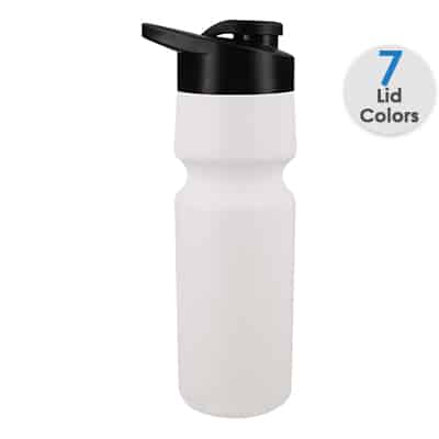 Plastic white water bottle blank and snap lid in 24 ounces.