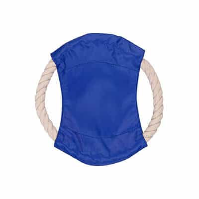 Cotton rope and polyester reflex blue pet rope flyer toy blank.