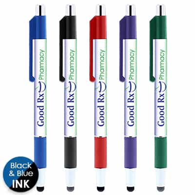 Custom full-color plastic pen with stylus.