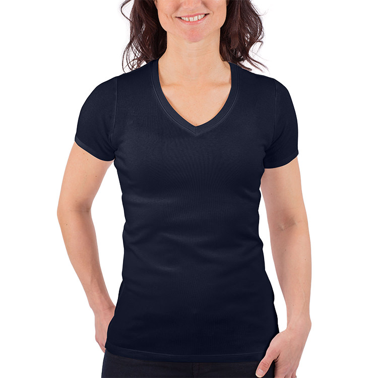 Blank black custom imprinted short sleeve shirt.