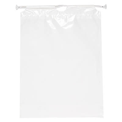 Plastic white cotton recyclable drawstring bag blank.