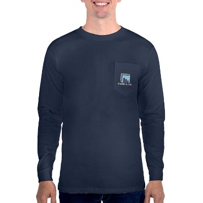 Personalized full color long sleeve pocket tee with full color logo.