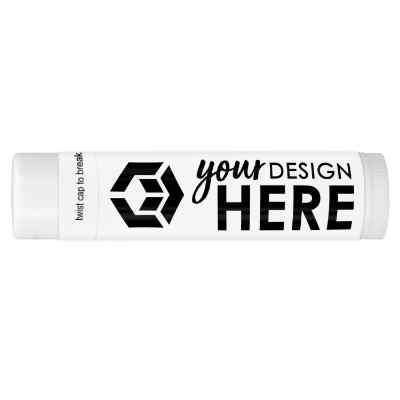 Polypropylene lip balm with a personalized logo.