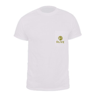 White custom printed short sleeve t-shirt.