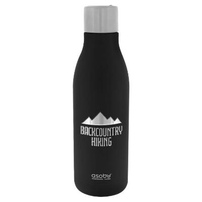 Stainless black sports bottle with custom engraved logo in 17 oz.