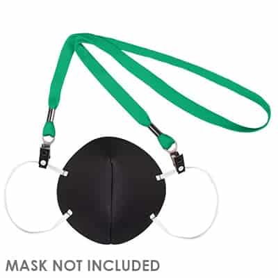 5/8 inch kelly green tubular polyester blank mask lanyard with double bulldog clips.