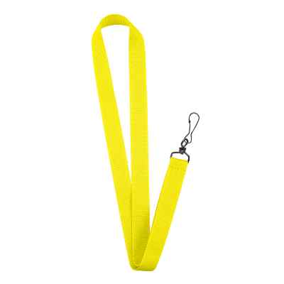 3/4 inch neon yellow grosgrain polyester custom lanyard with black j-hook.