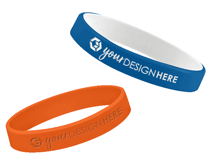 Blue and orange custom silicone bracelets