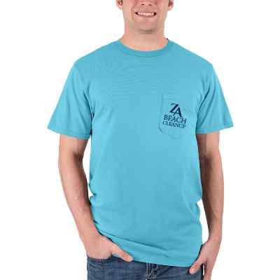 Personalized tidal wave dyed pocket t-shirt with logo.