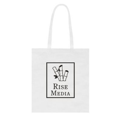 RPET white shopper tote bag with custom logo.