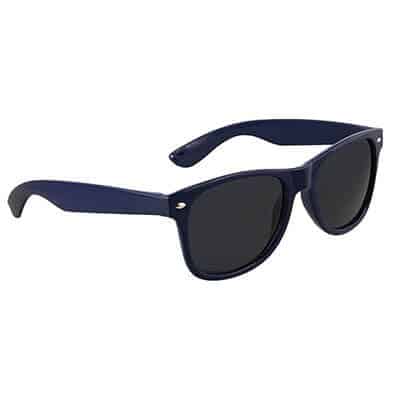 Blank polycarbonate navy blue sunglasses.