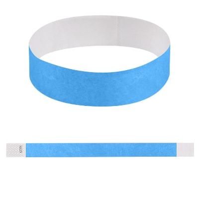 Blank blue paper wristband available with low prices.