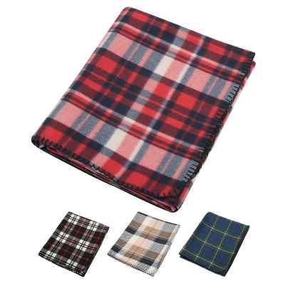 Red, black, and white plaid blanket blank.