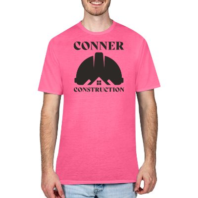 Custom adult safety pink performance t-shirt with logo.