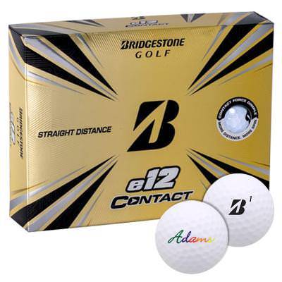 Bridgestone E12 contact golf ball with custom full color promotional imprint.