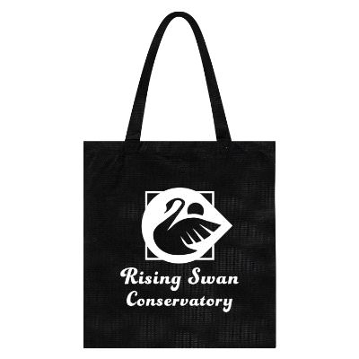 Black RPET tote bag with custom one color logo.