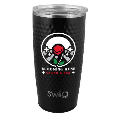 Black tumbler with full color imprint.