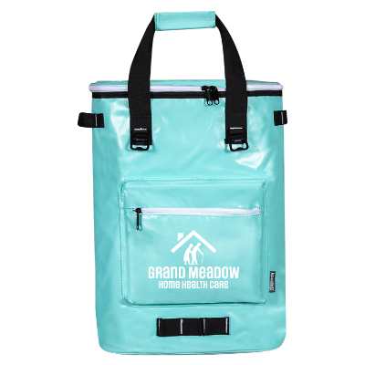 Mint cooler backpack with custom logo.