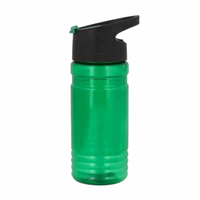 Upcycle plastic green water bottle with pop up sip lid blank in 20 ounces.