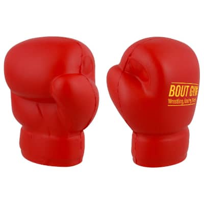 Foam boxing glove stress ball with promotional imprint.