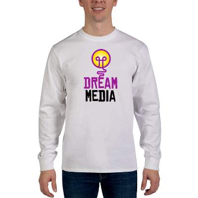 Personalized white long sleeve full color shirt.