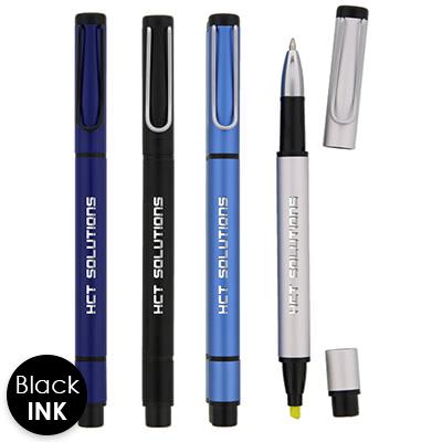 Custom embroidered imprint dual action pen with highligher.