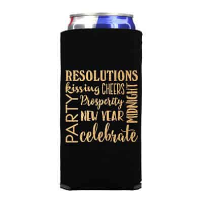 Customizable collapsible black slim can cooler.