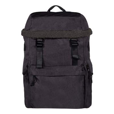 Blank recycled polyester black backpack.