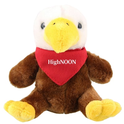 Plush and cotton eagle with red bandana with branded logo.