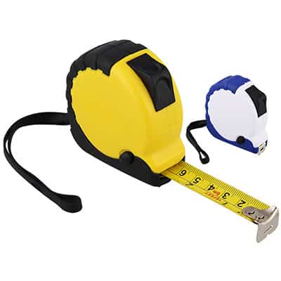 Metal and plastic yellow with black 10 inch locking tape measure blank.