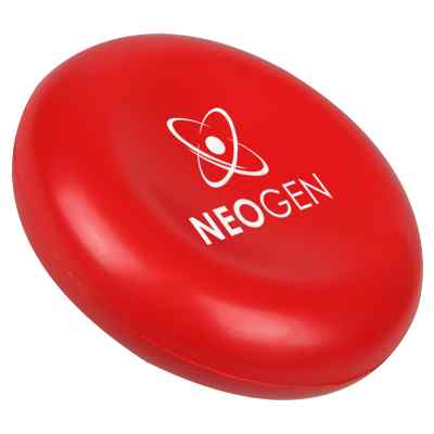 Foam red blood cell stress ball with custom imprint. 