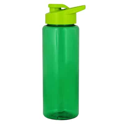 Plastic green water bottle with drink thru lid blank in 32 ounces.