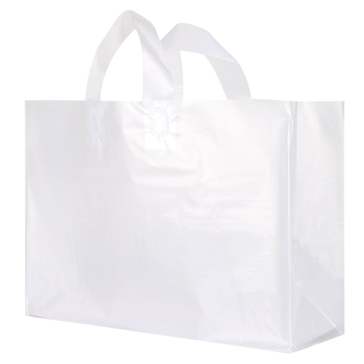 Plastic frosted extra large recyclable shopper bag.