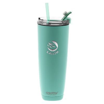 Mint tumbler with engraved logo.