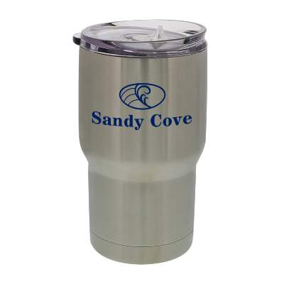 Stainless tumbler with logo.