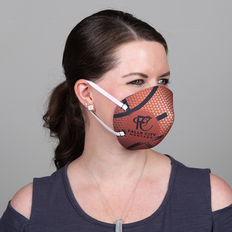 Foam basketball print face mask.
