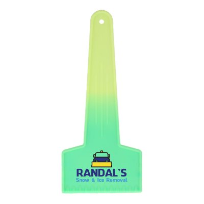 Color-changing ice scrapper with custom full color promotional logo.