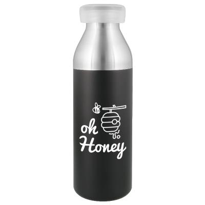 Stainless steel black water bottle with custom logo in 25 oz.