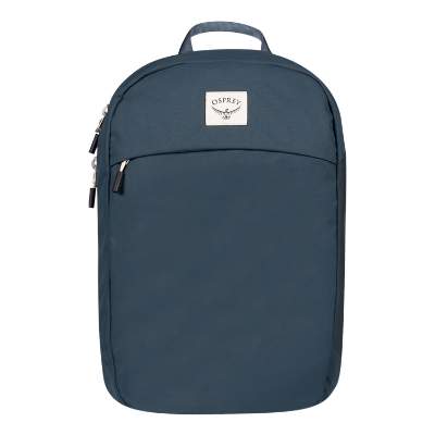 Blank recycled polyester blue backpack.