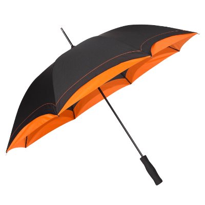 Black with orange 46 inch umbrella.