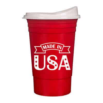 16 oz. customizable coffee cup tumbler with lid.