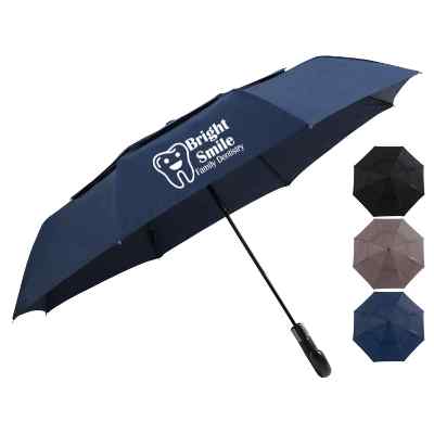 Custom 46" shedrain vented wooden compact umbrella.