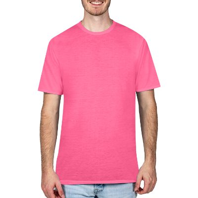 Blank safety pink performance t-shirt.