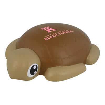 Foam sea turtle stress ball with personalized print.