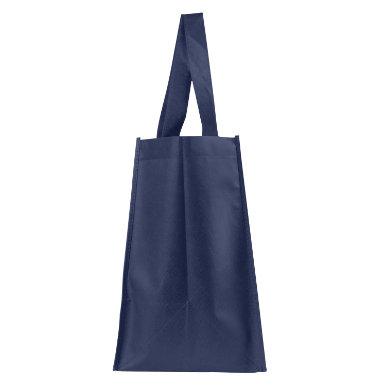 Polypropylene bag with matching bottom insert and reinforced handles.